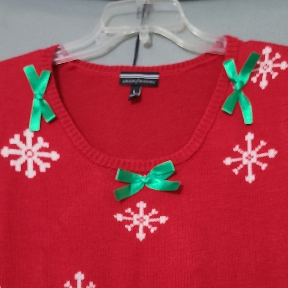 ALLISON BRITTANY Women's Festive Red Christmas Sweater Dress - Size Large - Picture 2 of 11